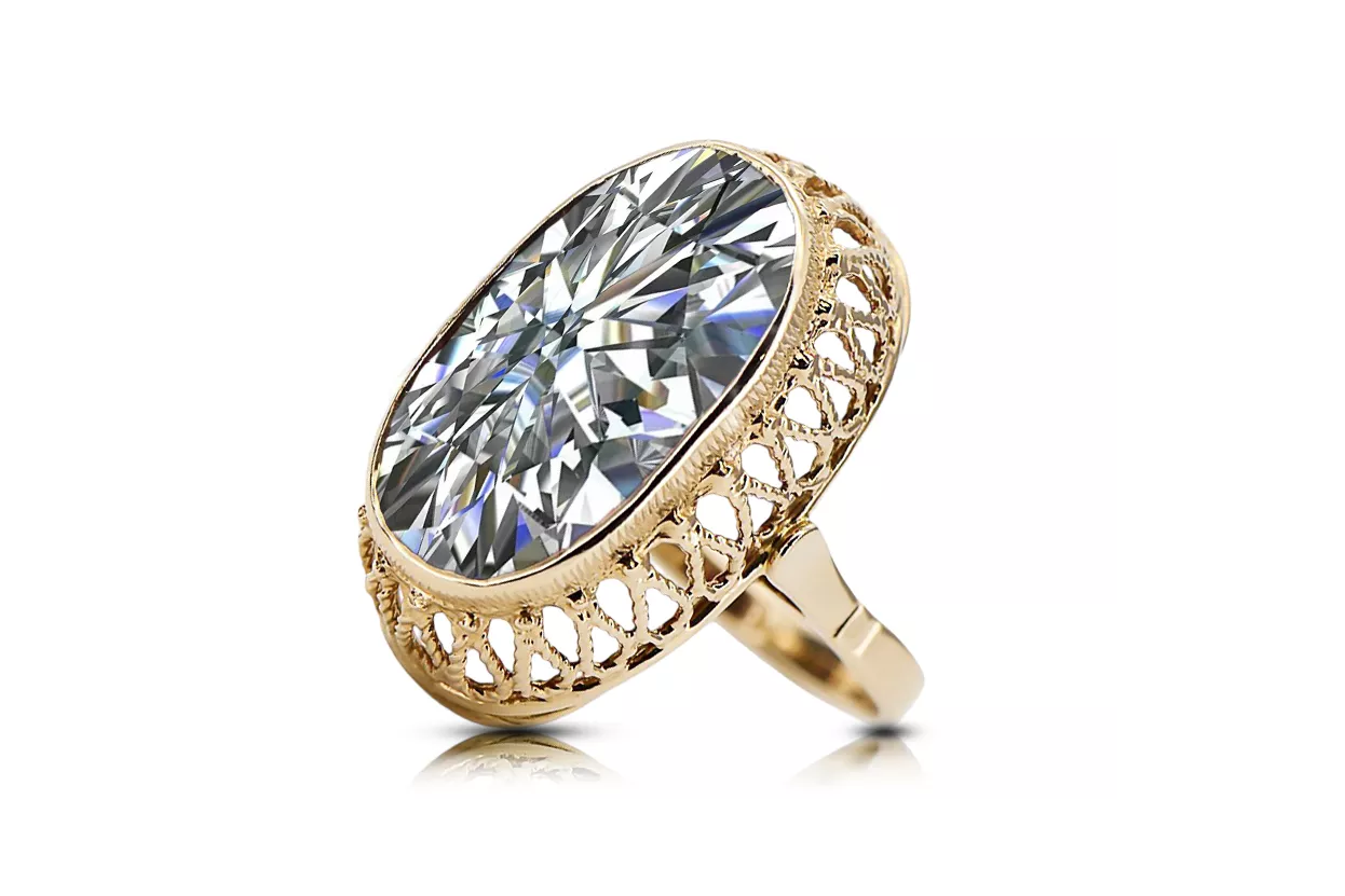 Zirkon 14 Karat Gelbgold Ring Vintage vrc129y